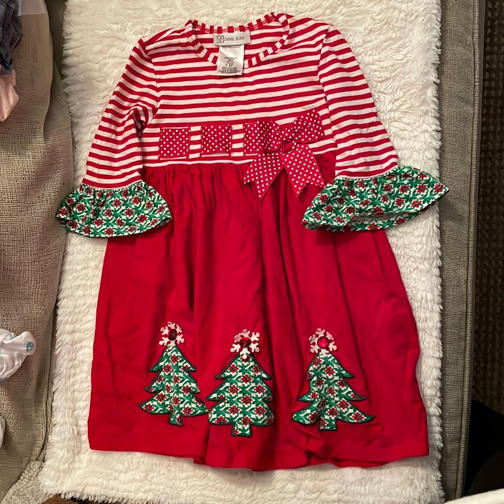 Bonnie Jean Red and Green Holiday Dress